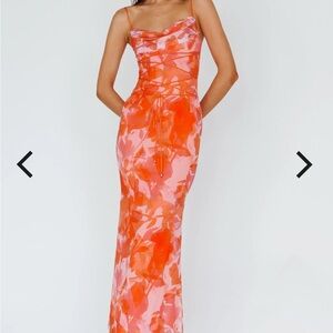 Angel Biba Vibrant Pink and Orange Maxi Dress